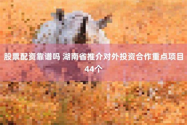 股票配资靠谱吗 湖南省推介对外投资合作重点项目44个