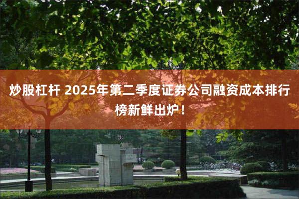 炒股杠杆 2025年第二季度证券公司融资成本排行榜新鲜出炉！